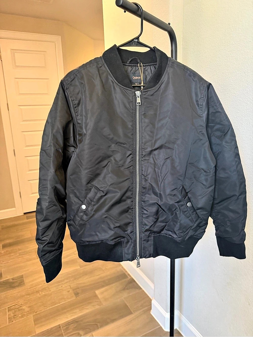 Quince Women's Flight Nylon Bomber Jacket Black XL